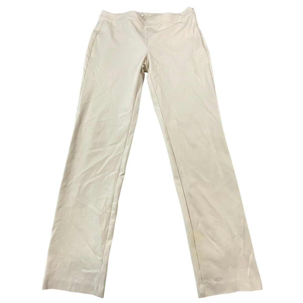 Eileen Fisher Cream Straight Leg Side Zip Trousers Pants‎ Womens Size S Small